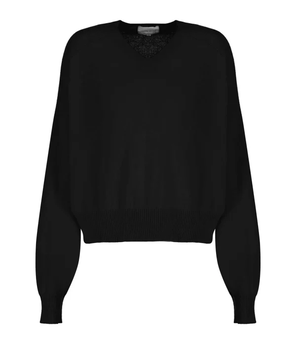 LOULOU STUDIO Pull Col V Cachemire Noir 1