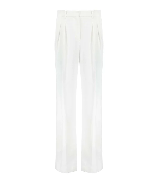 LOULOU STUDIO Pantalon Évasé Tabira Coton Ivoire 1