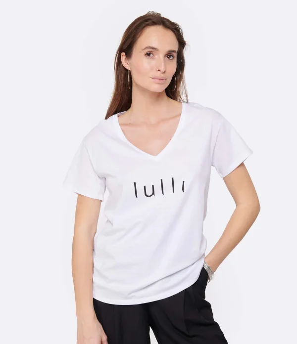 Tee-shirt Lulli Col V Coton Bio Blanc 3