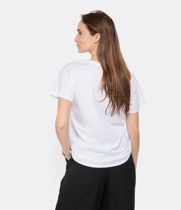 Tee-shirt Lulli Col V Coton Bio Blanc 4