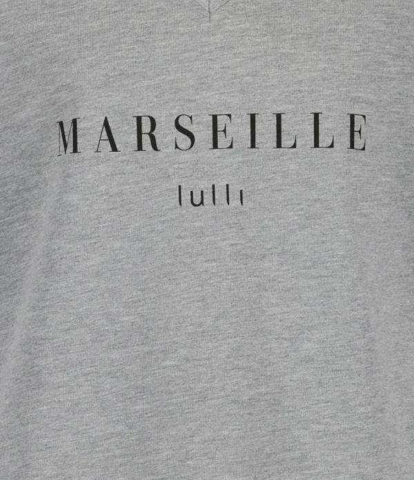 Tee-shirt Lulli Marseille Col V Coton Gris, Collaboration Jeanne Vouland X Lulli 3