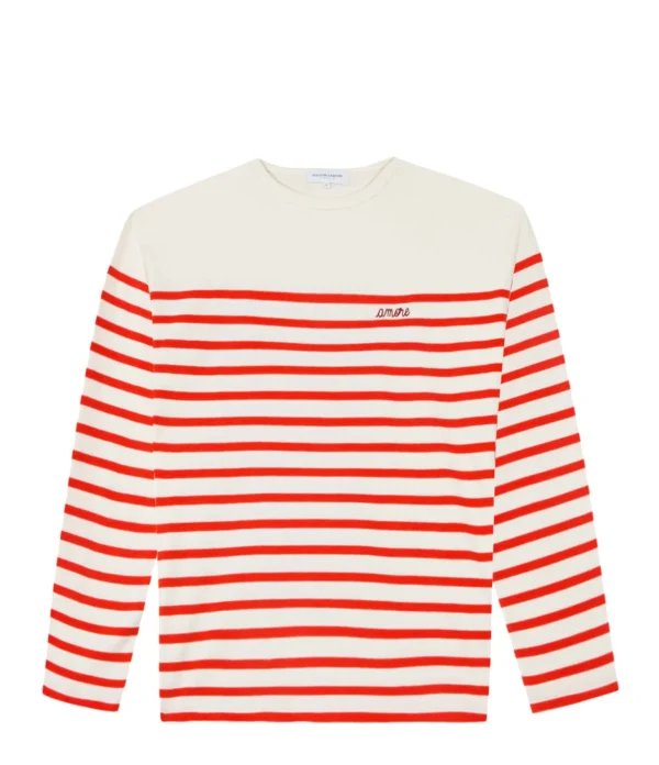 Maison Labiche Tee-shirt Cool Sailor Amore Coton Biologique Rouge Ivoire 1