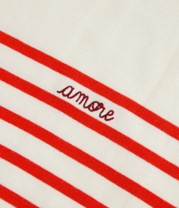 Maison Labiche Tee-shirt Cool Sailor Amore Coton Biologique Rouge Ivoire 3