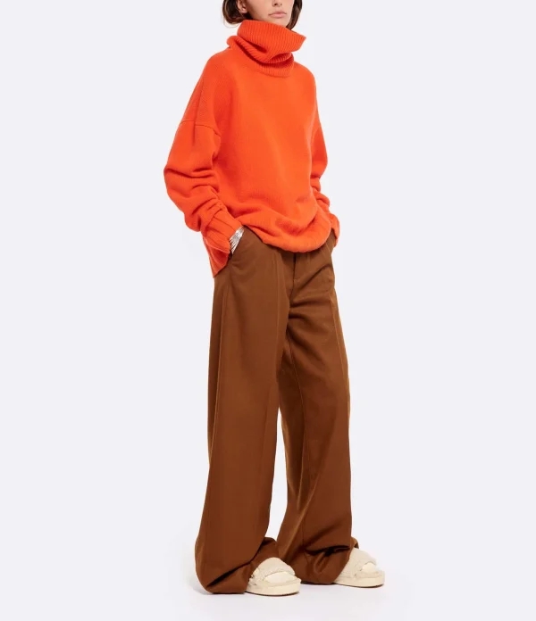 MADE IN TOMBOY Pull Ely Col Roulé Laine Orange 5