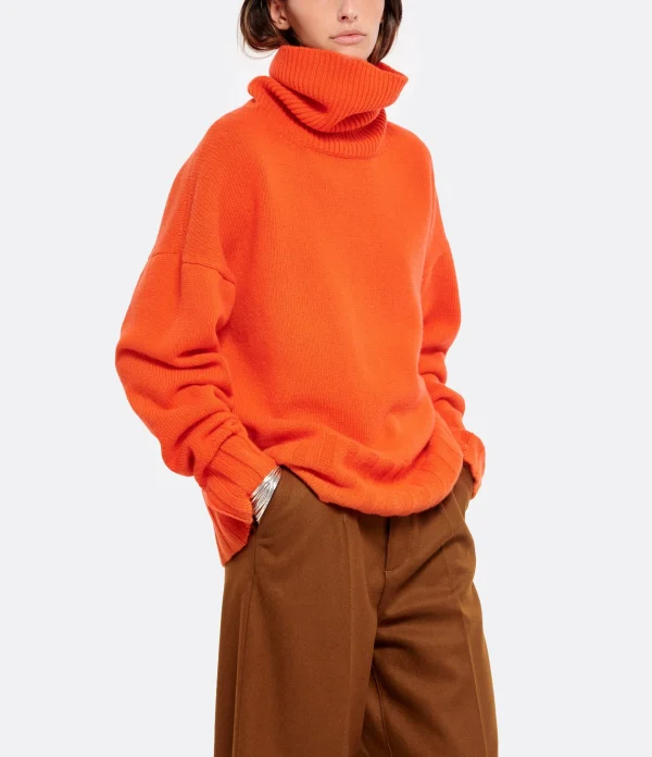 MADE IN TOMBOY Pull Ely Col Roulé Laine Orange 4