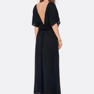 MAISON SAINT JULIEN Robe Empire Longue Coton Noir 12