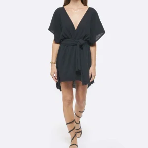 MAISON SAINT JULIEN Robe Empire Courte Coton Noir 10