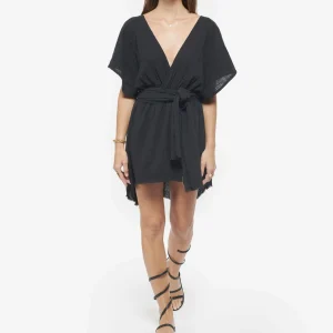 MAISON SAINT JULIEN Robe Empire Courte Coton Noir 10