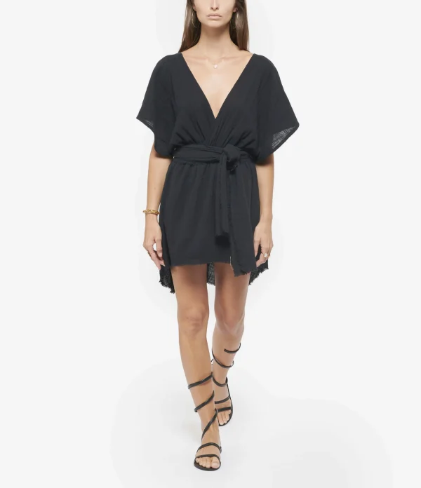 MAISON SAINT JULIEN Robe Empire Courte Coton Noir 4