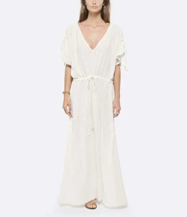 MAISON SAINT JULIEN Robe Alexandrie Longue Coton Blanc 4