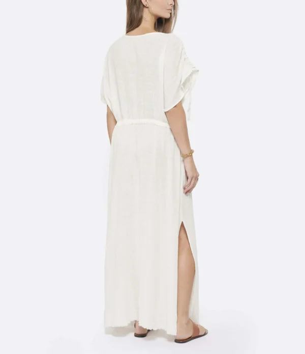 MAISON SAINT JULIEN Robe Alexandrie Longue Coton Blanc 5