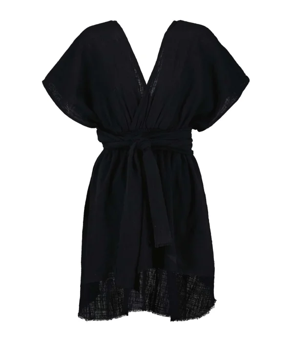 MAISON SAINT JULIEN Robe Empire Courte Coton Noir 1