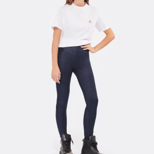 MAJESTIC FILATURES Legging Métallique Navy 12