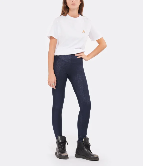 MAJESTIC FILATURES Legging Métallique Navy 4