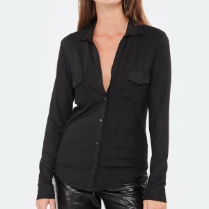 MAJESTIC FILATURES Chemise Métallique Noir 11