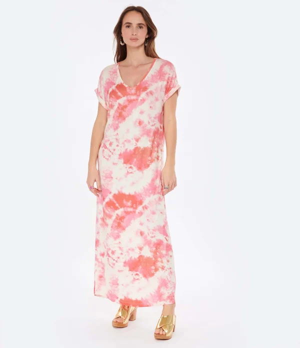 MAJESTIC FILATURES Robe Longue Flamingo Tie & Dye 4