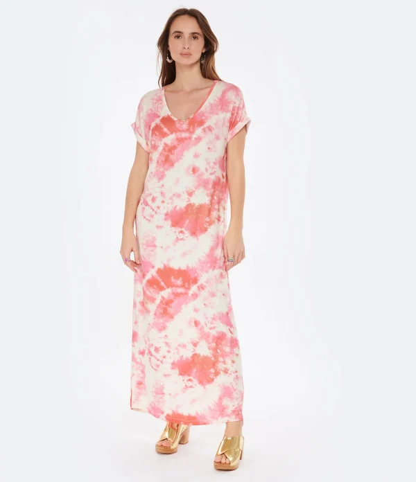 MAJESTIC FILATURES Robe Longue Flamingo Tie & Dye 4