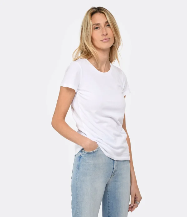 MAJESTIC FILATURES Tee-shirt Jamie Col Rond Coton Blanc 4