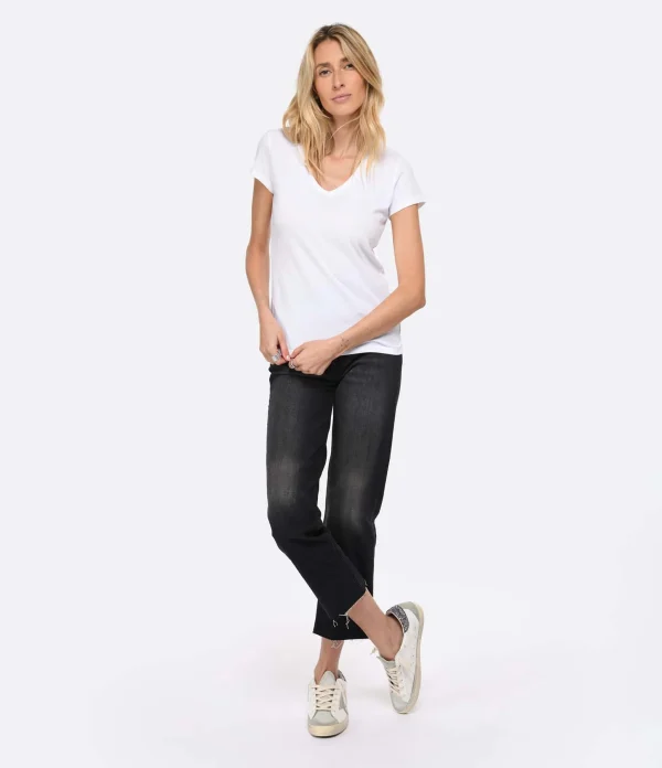 MAJESTIC FILATURES Tee-shirt Julia Col V Coton Blanc 6