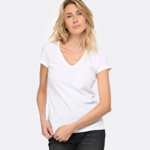 MAJESTIC FILATURES Tee-shirt Julia Col V Coton Blanc 12