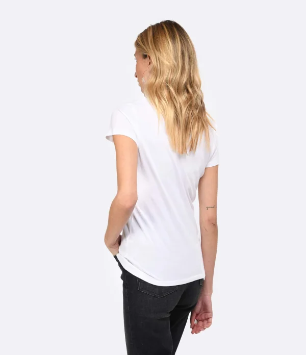 MAJESTIC FILATURES Tee-shirt Julia Col V Coton Blanc 5