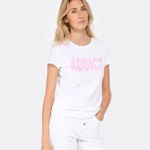 MAJESTIC FILATURES Tee-shirt Coton Addict Rose Fluo 11