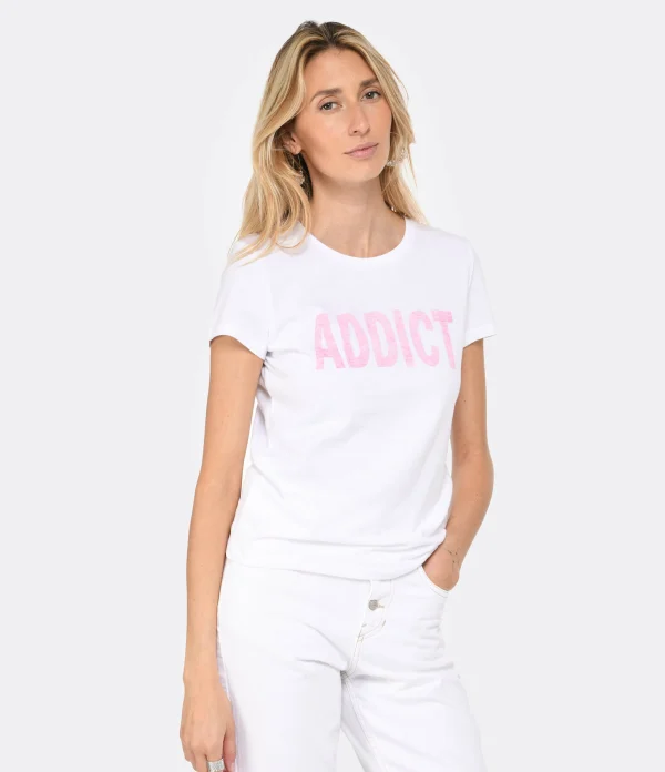 MAJESTIC FILATURES Tee-shirt Coton Addict Rose Fluo 4