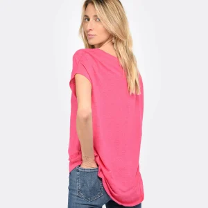 MAJESTIC FILATURES Tee-shirt Col V Lin Flamingo 13