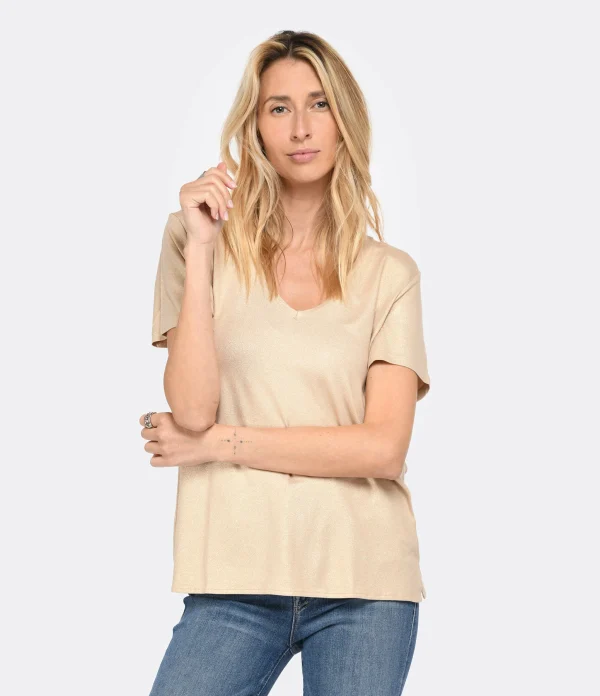 MAJESTIC FILATURES Tee-shirt Col V Sable Doré 4