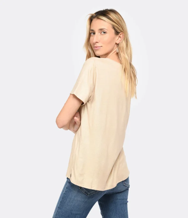 MAJESTIC FILATURES Tee-shirt Col V Sable Doré 5