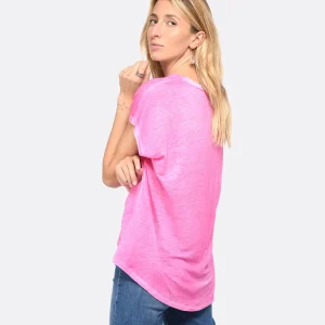 MAJESTIC FILATURES Tee-shirt Col V Lin Flamingo 13