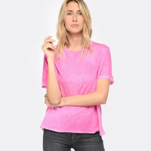 MAJESTIC FILATURES Tee-shirt Col Rond Lin Flamingo 10