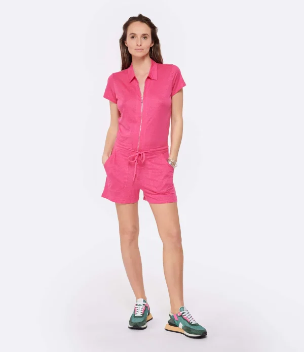 MAJESTIC FILATURES Combinaison Short Lin Flamingo 4