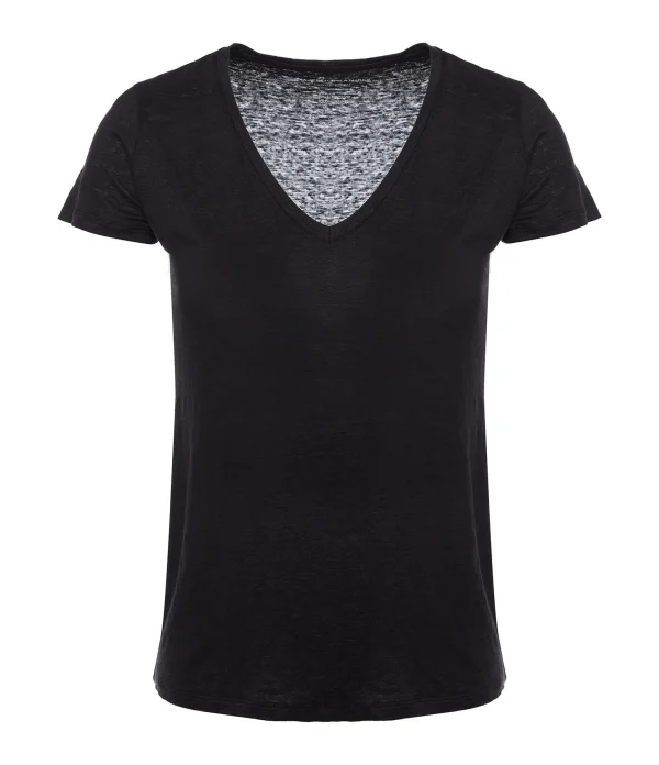 MAJESTIC FILATURES Tee-shirt Lisa Col V Lin Noir 1