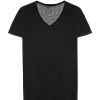 MAJESTIC FILATURES Tee-shirt Loose Col V Lin Noir 17