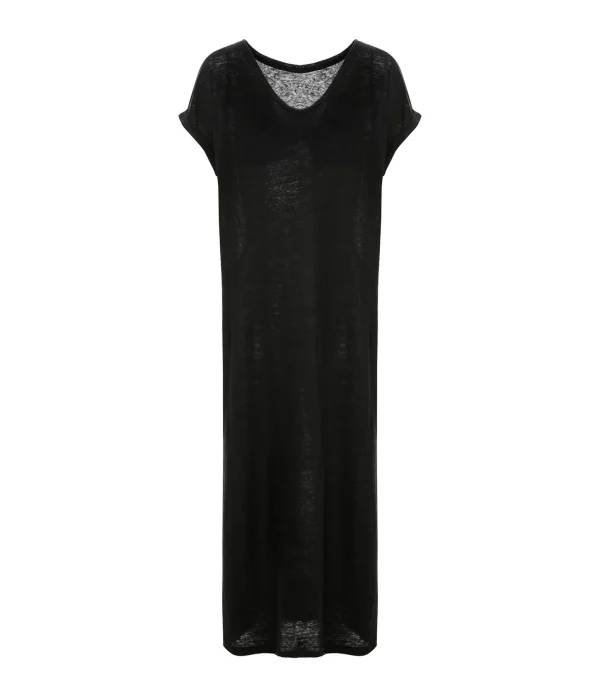 MAJESTIC FILATURES Robe Longue Lin Noir 1