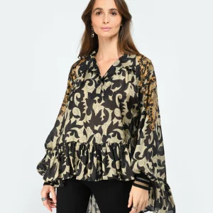 Mes Demoiselles Blouse Ally Soie Noir Beige 12