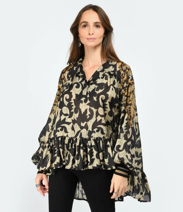 Mes Demoiselles Blouse Ally Soie Noir Beige 4