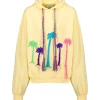 MIRA MIKATI Sweatshirt Hoodie Broderie Palmier Coton Jaune Citron 22