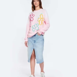 MIRA MIKATI Pull Raglan Broderie Coton Biologique Rose 16