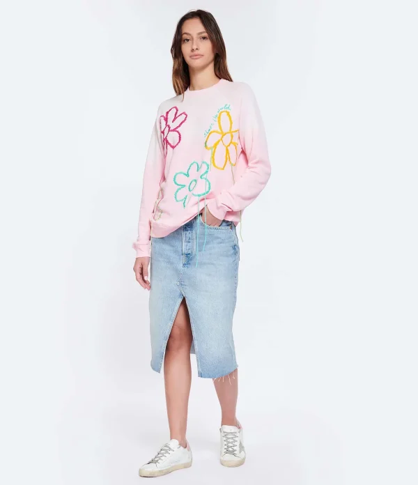 MIRA MIKATI Pull Raglan Broderie Coton Biologique Rose 6