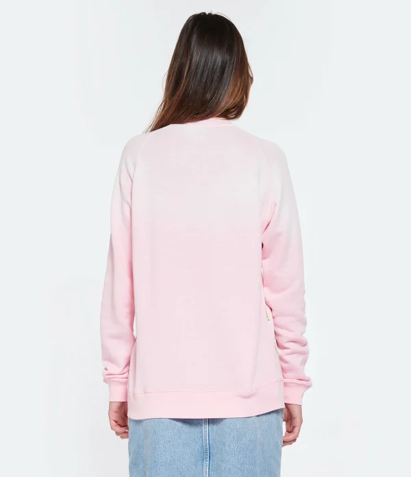 MIRA MIKATI Pull Raglan Broderie Coton Biologique Rose 7