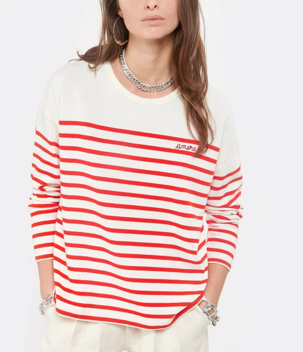 Maison Labiche Tee-shirt Cool Sailor Amore Coton Biologique Rouge Ivoire 4