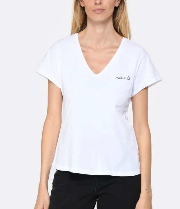 Maison Labiche Tee-shirt Chateau Nuit D’Ete Coton Bio Blanc 4