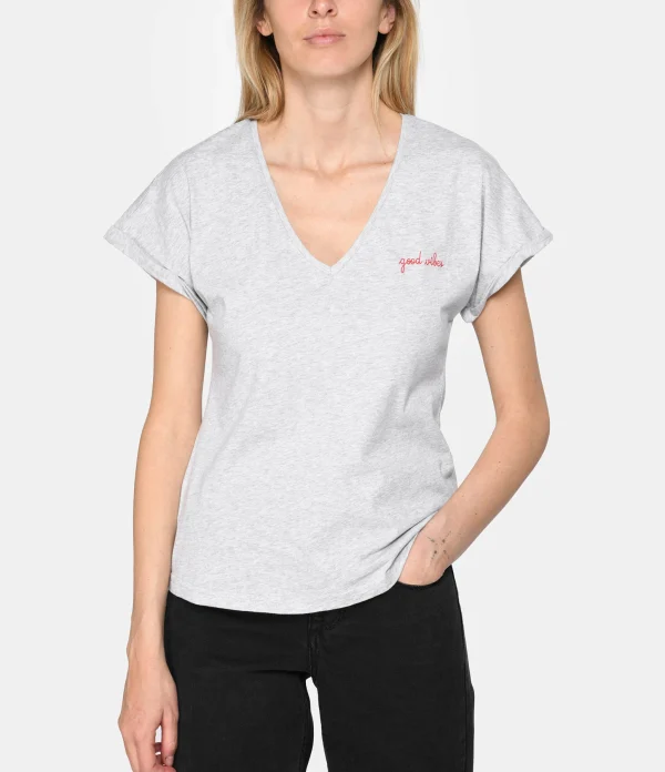 Maison Labiche Tee-shirt Chateau Good Vibes Coton Bio Gris 4