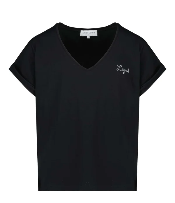 Maison Labiche Tee-shirt Col V Legend Coton Biologique Noir 1