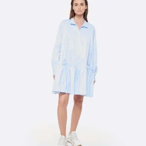 MARGAUX LONNBERG Robe Courte Arden Popeline De Coton Bleu 10