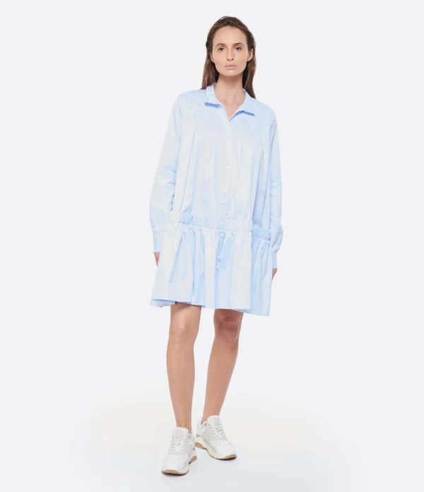 MARGAUX LONNBERG Robe Courte Arden Popeline De Coton Bleu 4