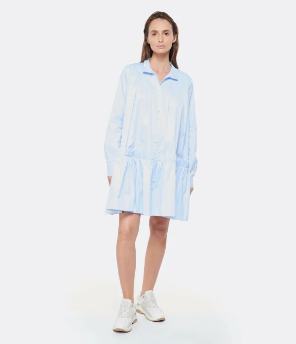 MARGAUX LONNBERG Robe Courte Arden Popeline De Coton Bleu 4