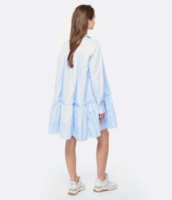 MARGAUX LONNBERG Robe Courte Arden Popeline De Coton Bleu 5